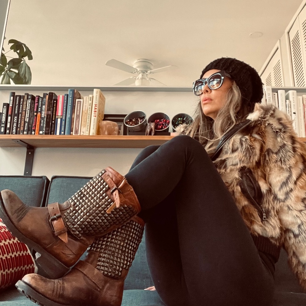 Celebrity Style, Ash Studded Leather Trash Biker Boots - EU 39 (US 8-8.5)